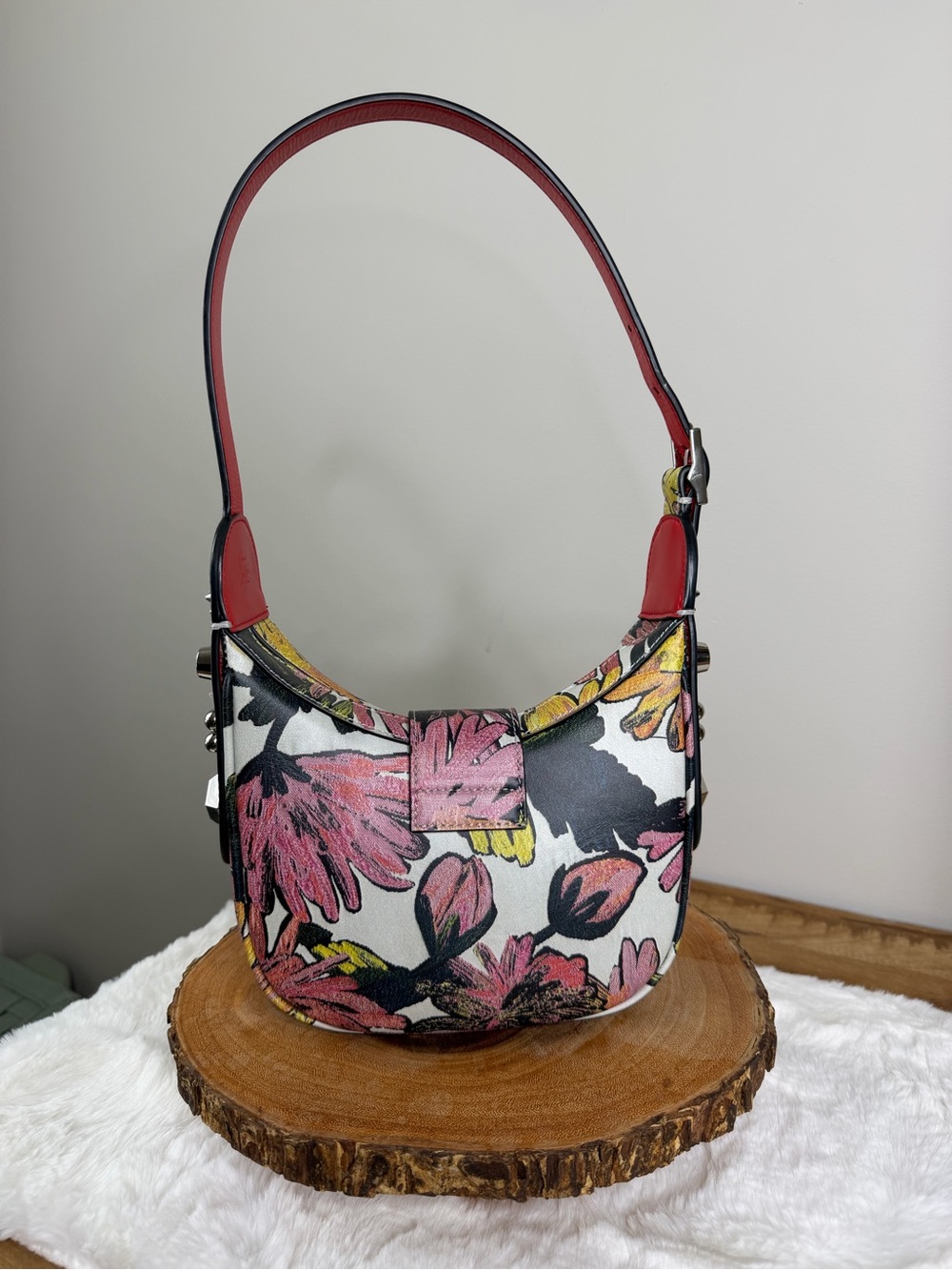 Christian Louboutin Carasky Mini Floral Hanabi Leather Shoulder/Crossbody Bag - Picture 4 of 13